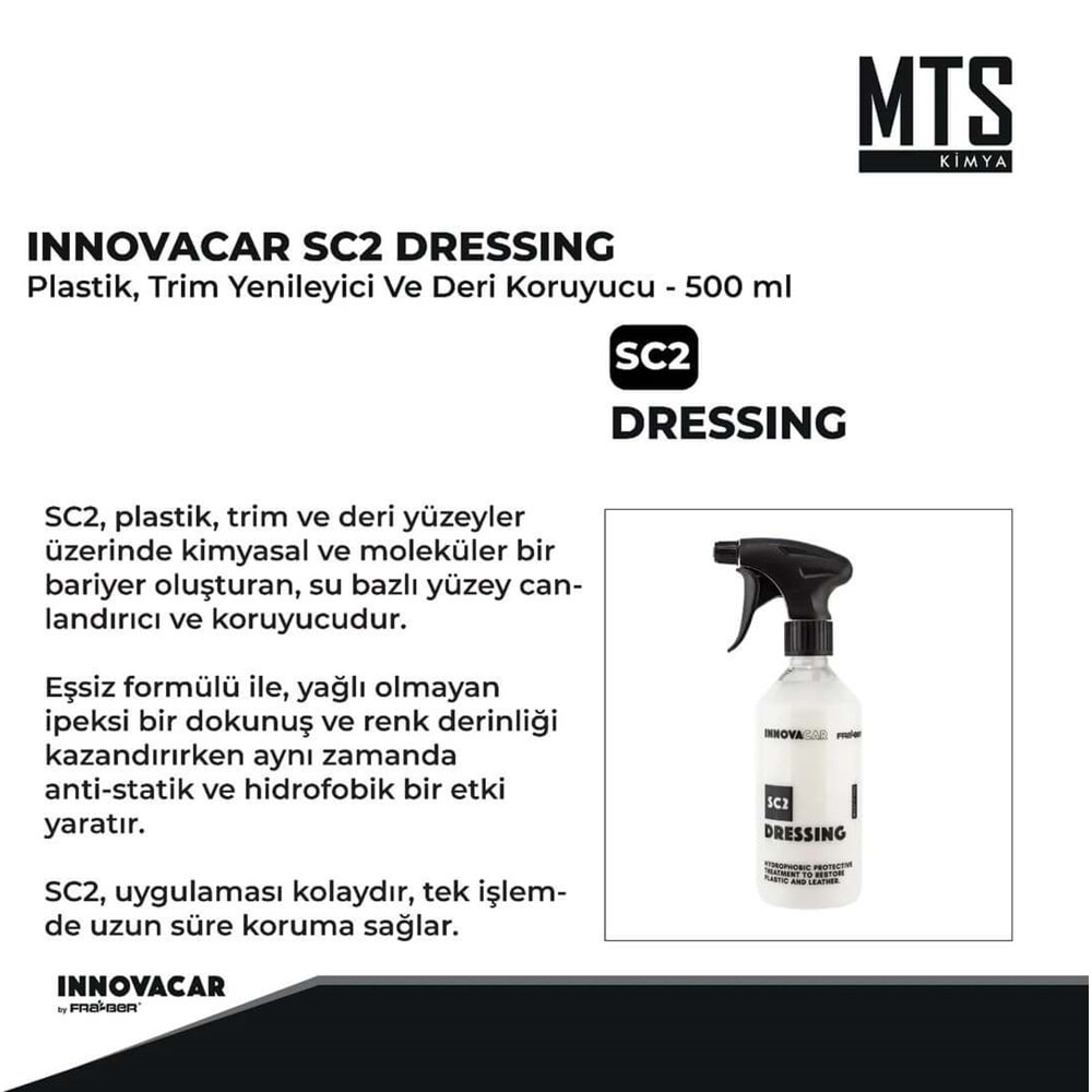 INNOVACAR SC2 DRESSING Plastik Trim Yenileyici Ve Deri Koruyucu - 500 ml