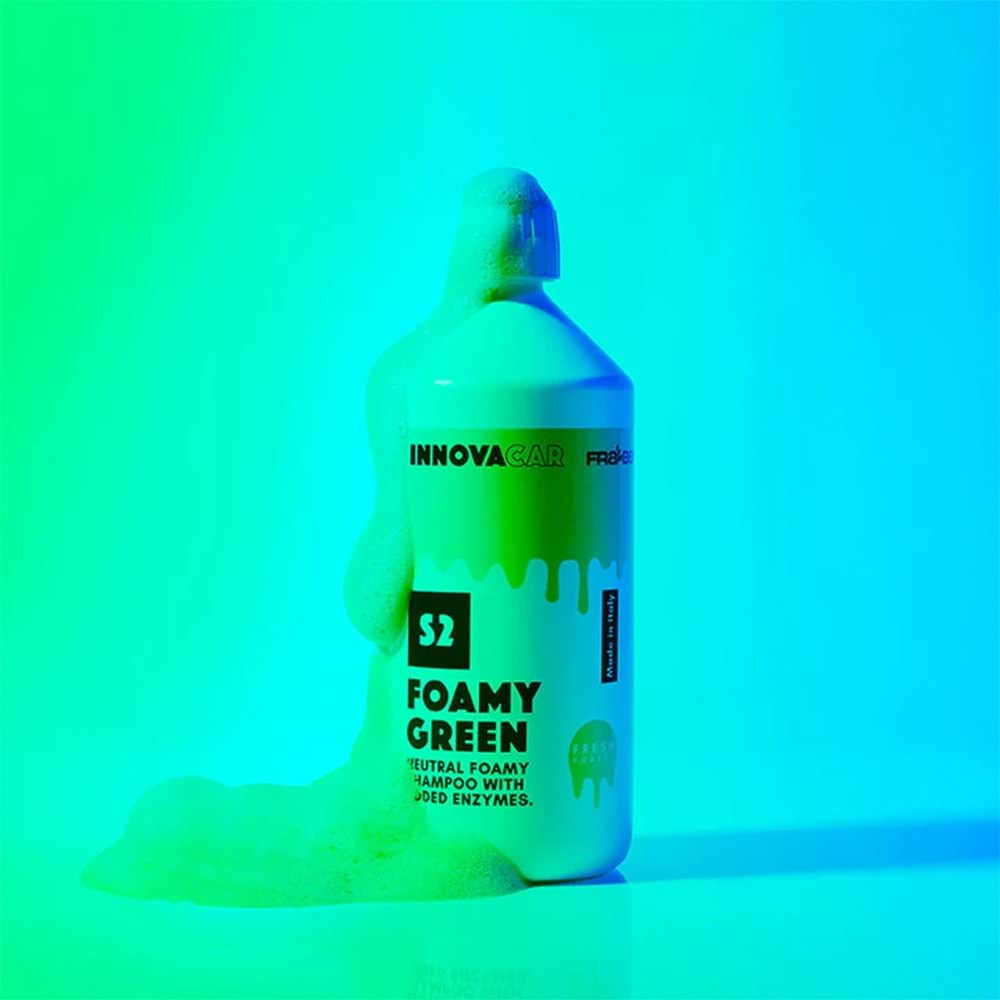 INNOVACAR S2 FOAMY Enzimli PH Nötr Yeşil Renkli Özel Kokulu Araç Yıkama Şampuanı - 1 lt